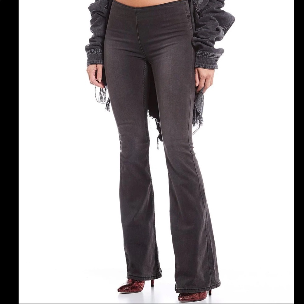 Free People Pull On Flare Jeans Black Sz 26